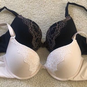 Set of 2 Soma Memorable Push Up Bra with Lace Trim